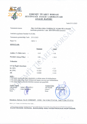 2025-2026 Yılı Erken Hasat Soğuk Sıkım 0.45 Asit Filtresiz Natürel Sızma Zeytinyağı (1, 3 ve 5 litre)